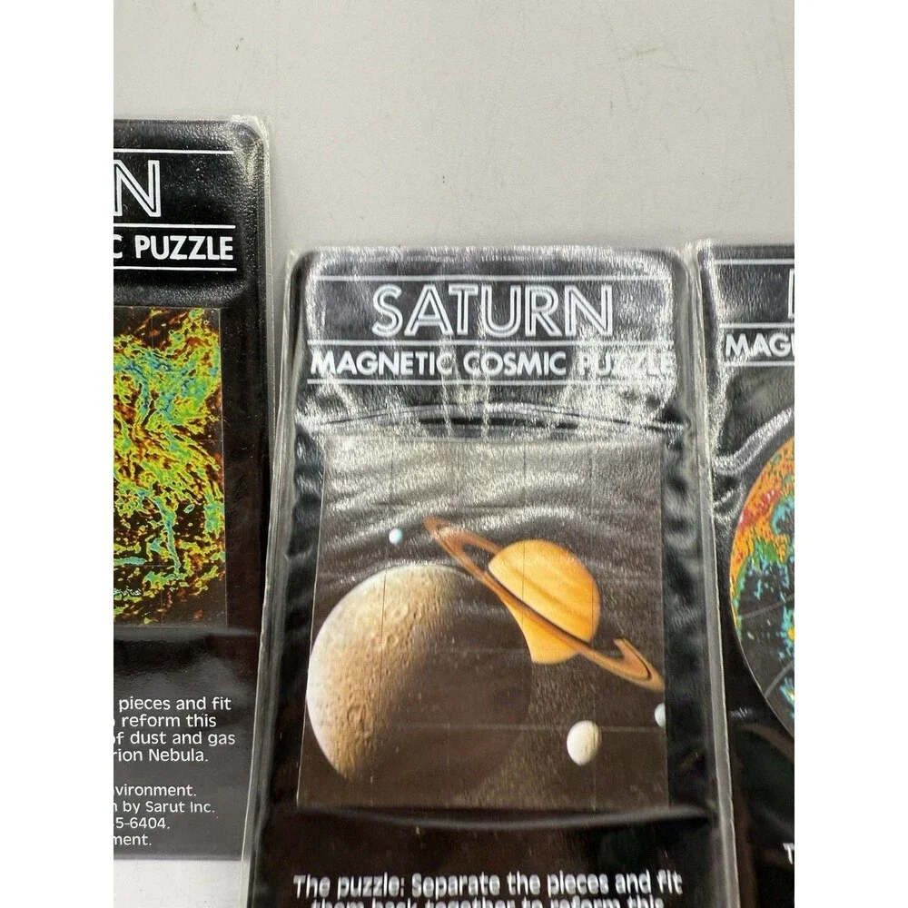 3 Vintage 1990 Sarut Environment Saturn Moon Orion Magnetic Cosmic Puzzle Set